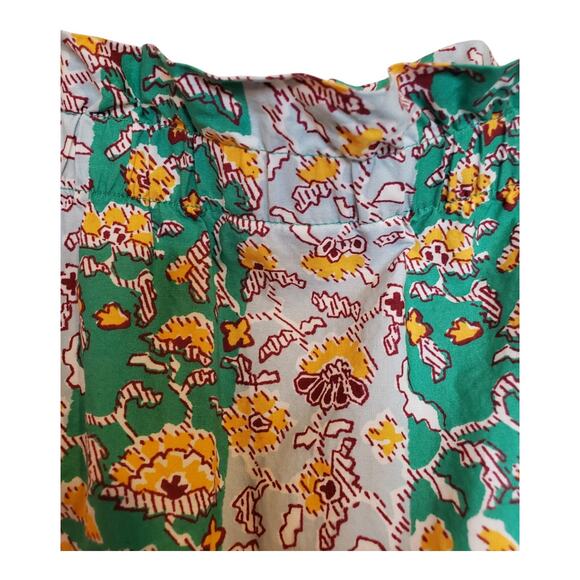 Rhode Target Skirt Large Cotton Ruffle Tier Midi Whimsical Floral Stripe Green - Picture 3 of 9